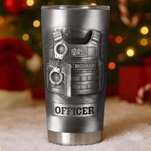 Beloved Officer Personalized Tumbler With Police Badge, Handcuffs, Pistol - Personalized Custom Stainless Steel Tumbler 20oz 30oz - OFC031_TB