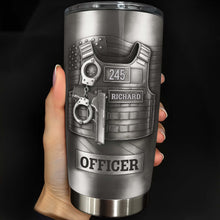 Beloved Officer Personalized Tumbler With Police Badge, Handcuffs, Pistol - Personalized Custom Stainless Steel Tumbler 20oz 30oz - OFC031_TB