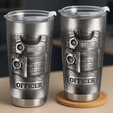Beloved Officer Personalized Tumbler With Police Badge, Handcuffs, Pistol - Personalized Custom Stainless Steel Tumbler 20oz 30oz - OFC031_TB