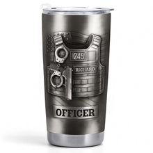 Beloved Officer Personalized Tumbler With Police Badge, Handcuffs, Pistol - Personalized Custom Stainless Steel Tumbler 20oz 30oz - OFC031_TB