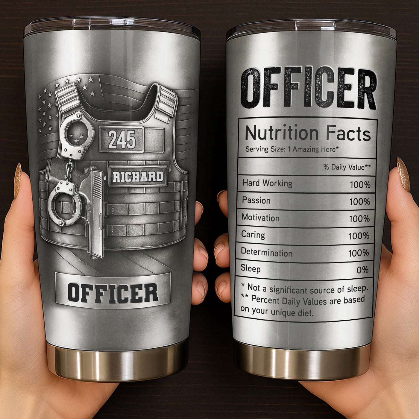 Celebrating Our Courageous Officers, Police Badge, Handcuffs, Gun - Personalized Custom Stainless Steel Tumbler 20oz 30oz - OFC037_TB