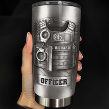 Celebrating Our Courageous Officers, Police Badge, Handcuffs, Gun - Personalized Custom Stainless Steel Tumbler 20oz 30oz - OFC037_TB