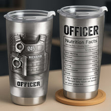 Celebrating Our Courageous Officers, Police Badge, Handcuffs, Gun - Personalized Custom Stainless Steel Tumbler 20oz 30oz - OFC037_TB