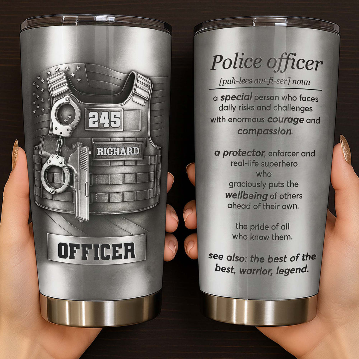 Police Officer, A Protector And Real-Life Superhero - Personalized Custom Stainless Steel Tumbler 20oz 30oz - OFC050_TB