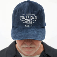 The Legend Has Retired Not My Problem Anymore Stars Design - Personalized Custom Washed Denim Cap - RETIRE120_WDCAP