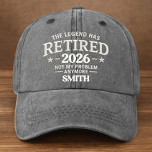 The Legend Has Retired Not My Problem Anymore Stars Design - Personalized Custom Washed Denim Cap - RETIRE120_WDCAP