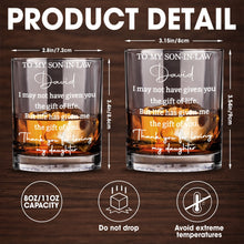 To My Son In Law Life Has Given Me The Gift Of You - Personalized Custom Whiskey Glass - SILA035_RWG