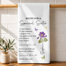 Recipe For A Special Sister With Purple Flower And Butterflies - Personalized Kitchen Towel - SIS057_TOWL