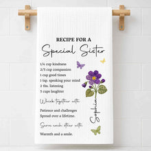 Recipe For A Special Sister With Purple Flower And Butterflies - Personalized Kitchen Towel - SIS057_TOWL