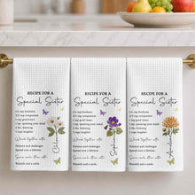 Recipe For A Special Sister With Purple Flower And Butterflies - Personalized Kitchen Towel - SIS057_TOWL