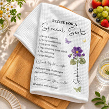 Recipe For A Special Sister With Purple Flower And Butterflies - Personalized Kitchen Towel - SIS057_TOWL