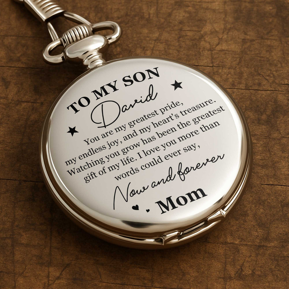 To My Son, Now And Forever, Stars - Personalized Silver Plated Pocket Watch - SON014_SWATCH