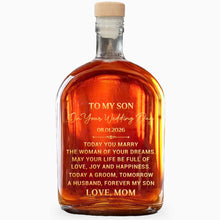 To My Son On Your Wedding Day Elegant Golden Text Husband Groom - Personalized Whiskey Bottle - SON152_WHIBA