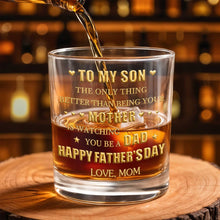 To My Son Watching You Be A Dad Monogram Whiskey Glass - Personalized Custom Whiskey Glass - SON188_RWG