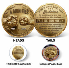 À Mon Fils Fist Bump Custom 3D Gold Effect French Message - Custom Commemorative Coin - SON241_KCOIN