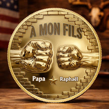 À Mon Fils Fist Bump Custom 3D Gold Effect French Message - Custom Commemorative Coin - SON241_KCOIN