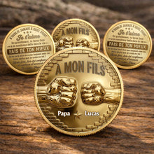 À Mon Fils Fist Bump Custom 3D Gold Effect French Message - Custom Commemorative Coin - SON241_KCOIN
