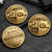 À Mon Fils Fist Bump Custom 3D Gold Effect French Message - Custom Commemorative Coin - SON241_KCOIN