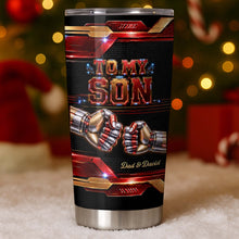 To My Son Never Forget How Much I Love You Robot Fist Bump - Personalized Custom Stainless Steel Tumbler 20oz - SON279_USTUM