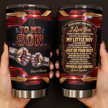 To My Son Never Forget How Much I Love You Robot Fist Bump - Personalized Custom Stainless Steel Tumbler 20oz - SON279_USTUM