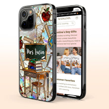 Classroom Inspired Teacher Book and Apple Design - Personalized Clear Phone Case - TEACH070_PHC