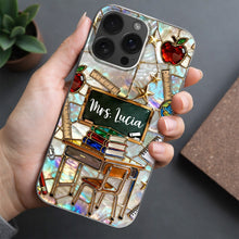 Classroom Inspired Teacher Book and Apple Design - Personalized Clear Phone Case - TEACH070_PHC
