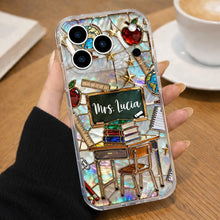 Classroom Inspired Teacher Book and Apple Design - Personalized Clear Phone Case - TEACH070_PHC