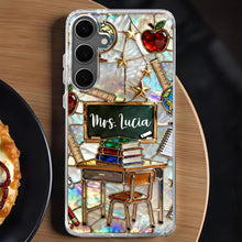 Classroom Inspired Teacher Book and Apple Design - Personalized Clear Phone Case - TEACH070_PHC