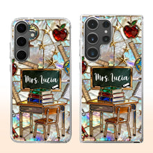 Classroom Inspired Teacher Book and Apple Design - Personalized Clear Phone Case - TEACH070_PHC