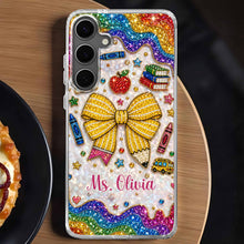 Teaching Is A Work Of Heart Pencil Bow And Apple - Personalized Clear Phone Case - TEACH098_PHC