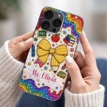 Teaching Is A Work Of Heart Pencil Bow And Apple - Personalized Clear Phone Case - TEACH098_PHC