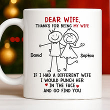 Dear Wife Thanks For Being My Wife, Stick Figures And Hearts - Personalized Custom Coffee Mug - WIF059_MG