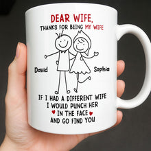 Dear Wife Thanks For Being My Wife, Stick Figures And Hearts - Personalized Custom Coffee Mug - WIF059_MG