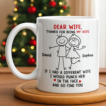 Dear Wife Thanks For Being My Wife, Stick Figures And Hearts - Personalized Custom Coffee Mug - WIF059_MG