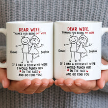 Dear Wife Thanks For Being My Wife, Stick Figures And Hearts - Personalized Custom Coffee Mug - WIF059_MG