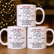 Dear Wife Thanks For Being My Wife, Stick Figures And Hearts - Personalized Custom Coffee Mug - WIF059_MG