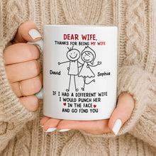 Dear Wife Thanks For Being My Wife, Stick Figures And Hearts - Personalized Custom Coffee Mug - WIF059_MG