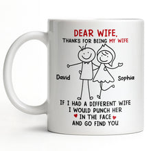 Dear Wife Thanks For Being My Wife, Stick Figures And Hearts - Personalized Custom Coffee Mug - WIF059_MG
