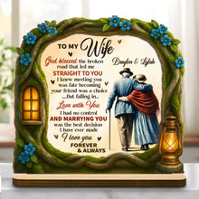 God Blessed The Broken Road That Led Me Straight To You - Personalized Custom 2-Layer Wood Plaque With Flat Base - WIF061_WPLA