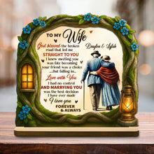 God Blessed The Broken Road That Led Me Straight To You - Personalized Custom 2-Layer Wood Plaque With Flat Base - WIF061_WPLA