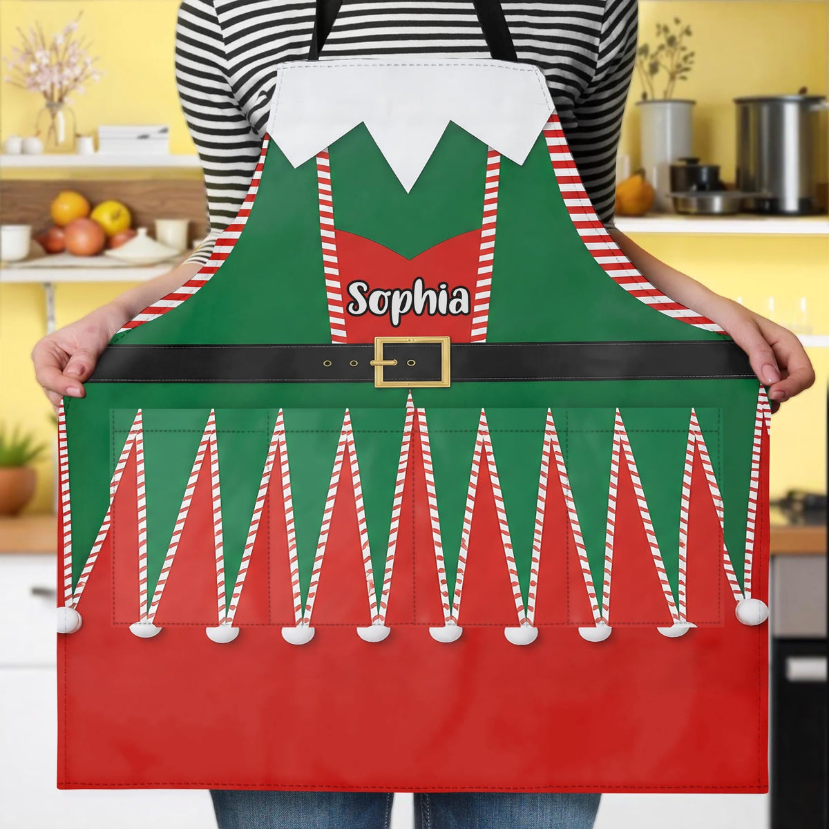Spread The Holiday Joy, Personalized Elf Costume With Belt - Personalized Apron - XMAS235_AAP