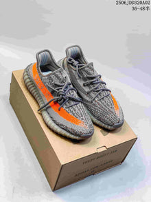 Adidas Yeezy Boost 350 V2 Gray and Orange Knit Sneakers