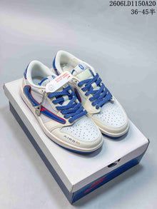 Jordan Air Jordan 1 Low Fragment Travis Scott Style Sneakers, White Blue