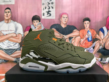 Jordan 6 Retro High-Top Sneakers in Olive Green and Orange