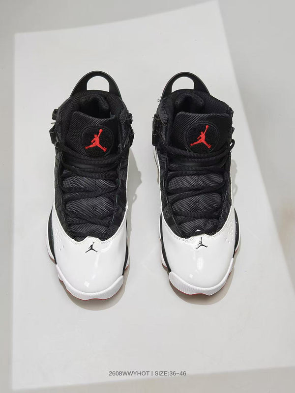 Jordan 6 Rings Black White Red Sneakers