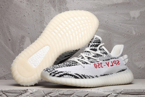 Yeezy 350 V2 Black and White Knit Sneakers