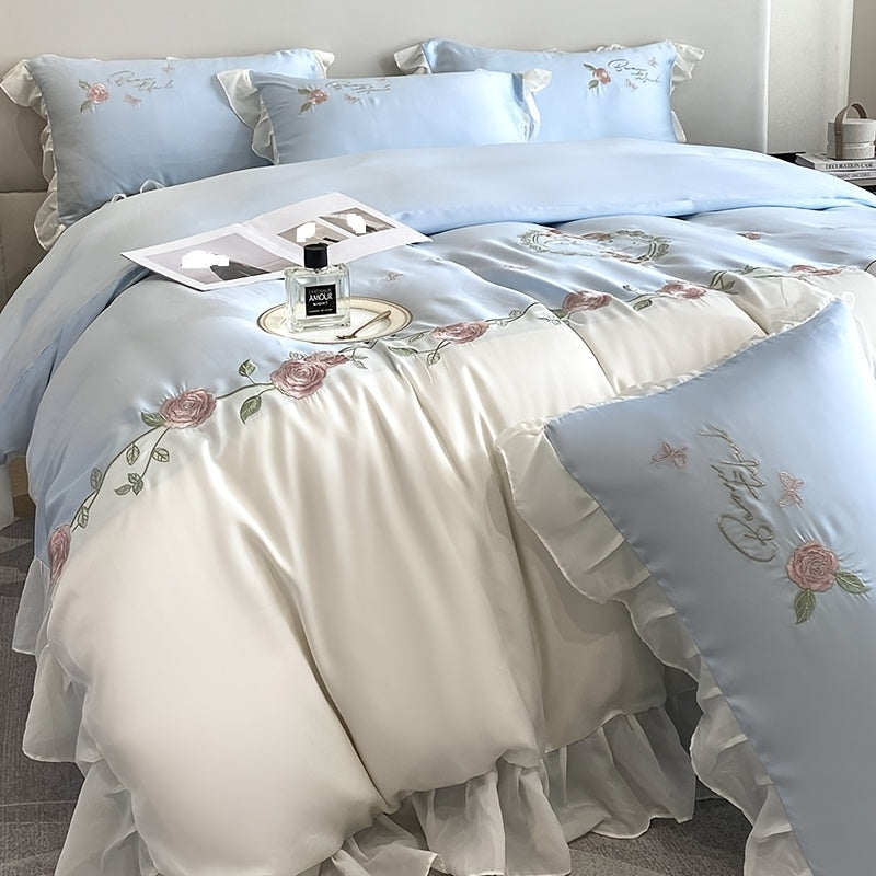 European And American Light Luxury Four-piece Bedding, High-end Embroidery Lace Quilt Cover, Bed Sheets, Princess Style
