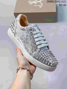 Christian Louboutin Louis Junior Spikes Silver Low-Top Sneakers