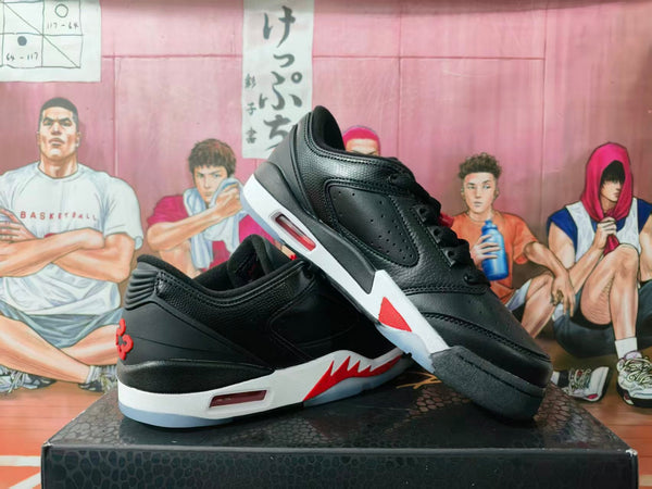 Black White Red Low-Top Basketball Sneakers