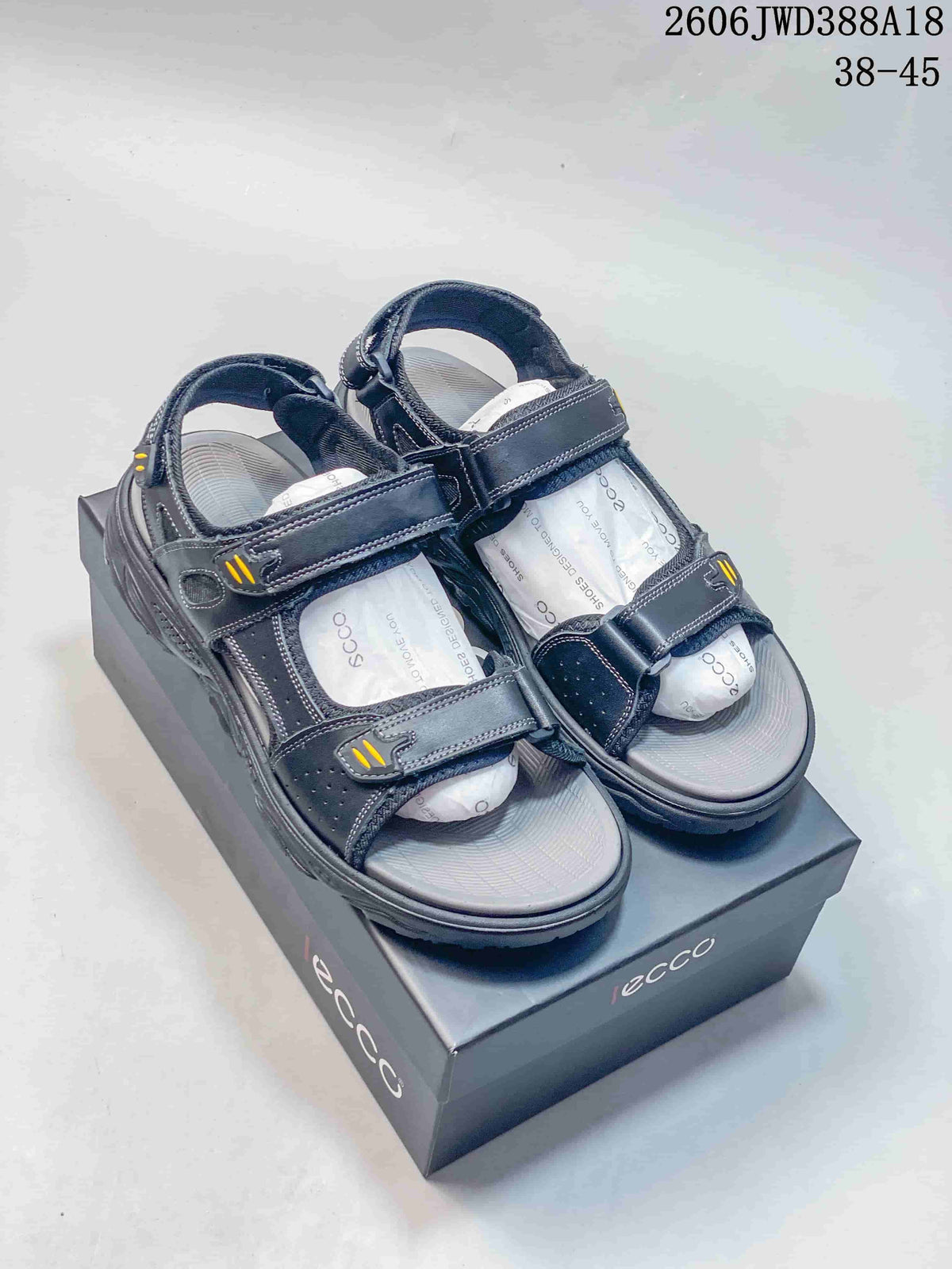 ECCO JWD388A18 Adjustable Strap Sandals in Navy and Gray
